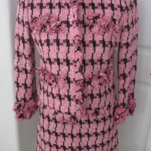 Moschino HOUNDTOOTH TWEED Jacket + Dress PINK 4 Dynasty Fallon Carrington 2 Piec - Picture 2 of 14